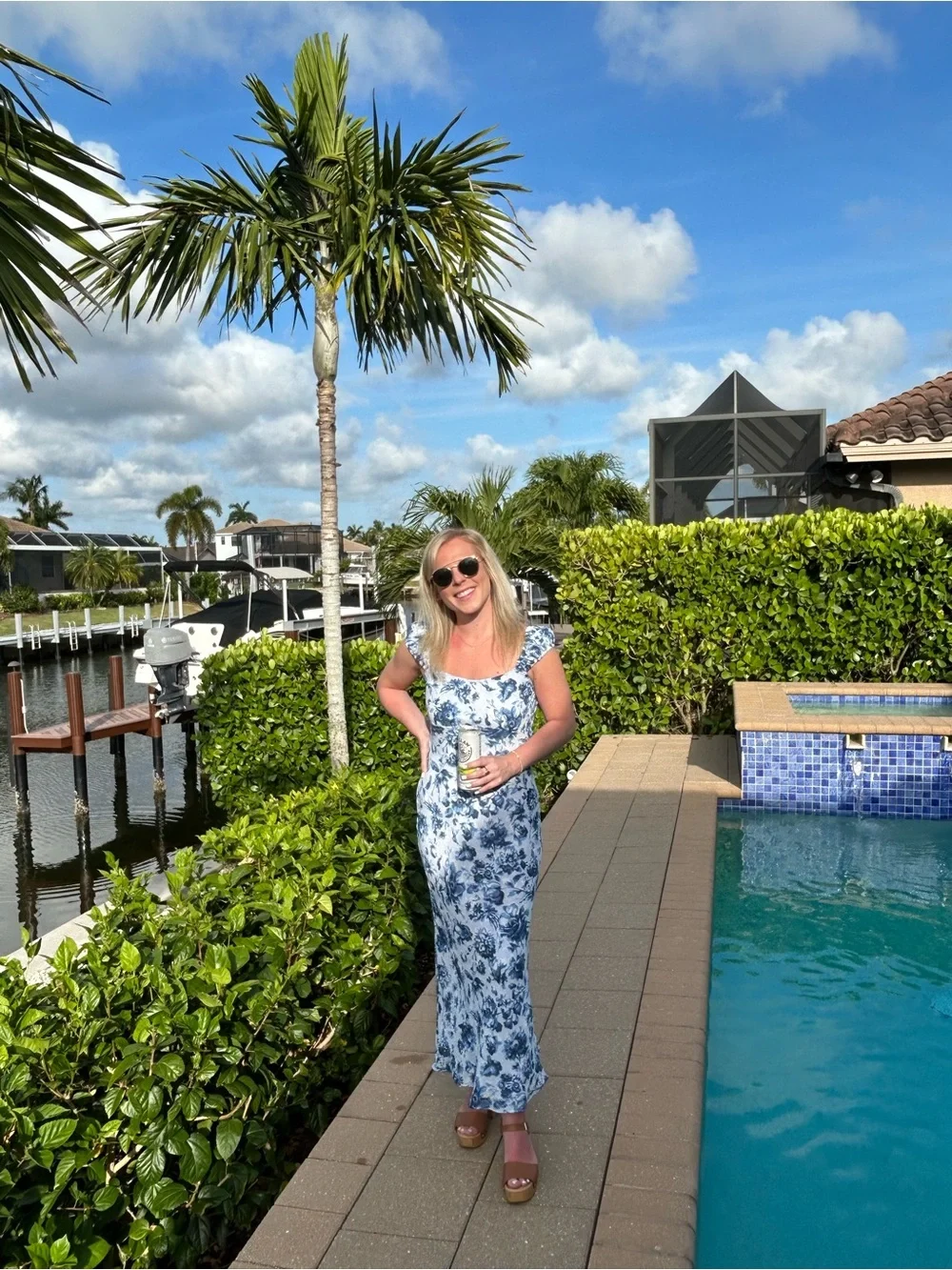 Abercrombie & Fitch Blue and White Floral Maxi Dress